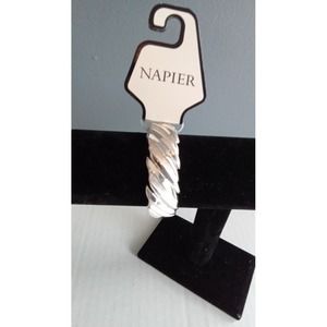 Napier Silver Tone Bangle Bracelet Twisted‎ Design Fashion Jewelry